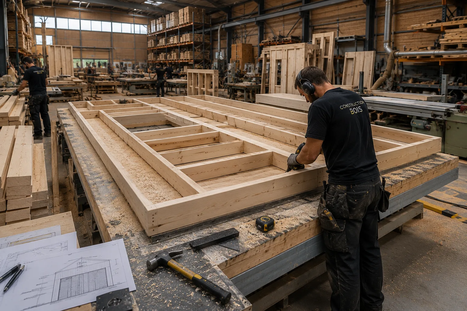 Atelier de fabrication — débit numérique et assemblage manuel